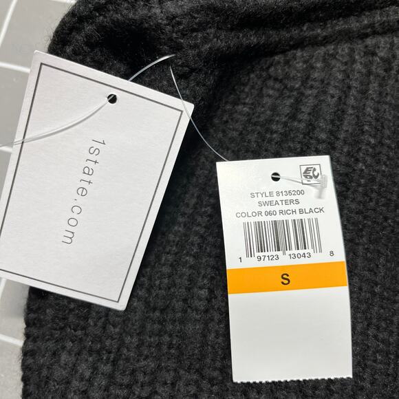 1.State Cable Knit Long Sleeve Turtleneck Sweater Back-Cutout Black Small NWT - Picture 13 of 14